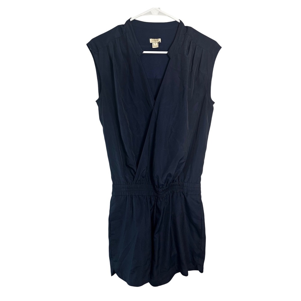 J.Crew Navy Blue Sleeveless Surplice Wrap Front Romper with Elastic Waist 2